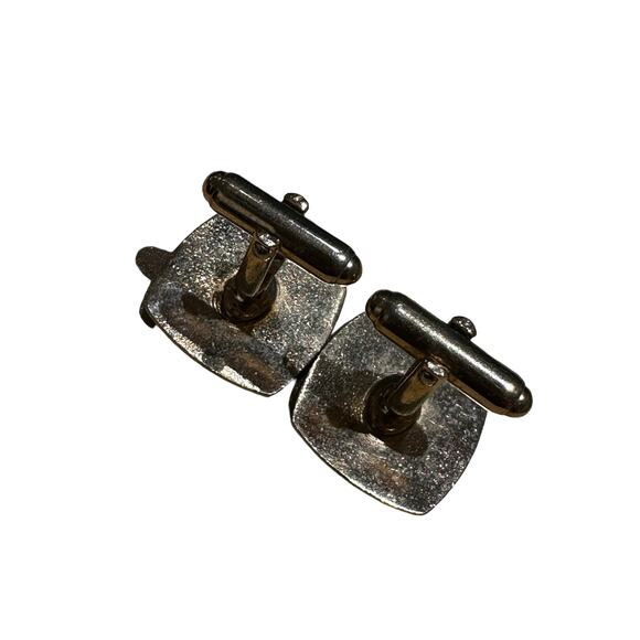 Vintage Gold and Red Square Cuff Links - Picture 4 of 4